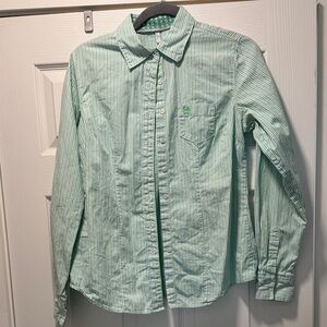 Cinch Light Green Striped Button Down Shirt